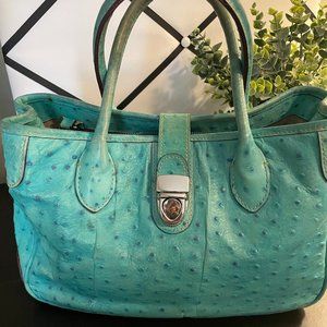 Dooney & Bourke handbag tote ostrich leather teal